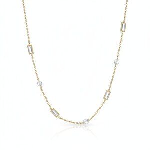 Gold Station Necklace Geometric Minimalist Modern Uniform Sculptural Luxe 90s